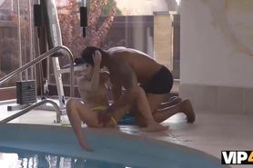 VIP4K. Enticing cutie invites swimming coach to taste her tight cunny