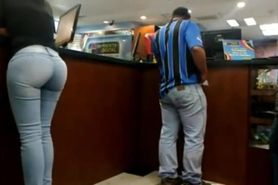 Bubble ass girl at the store in tight jeans