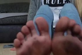 Blonde German girl shows you her dirty soles