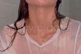 Latina with big ass takes a shower and gets fingering