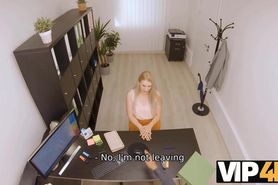 VIP4K. Blonde has playful mood for office sex with the money lender