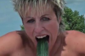 Vanessa Cool: Taking a Cucumber in both holes in Public