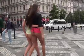 Czech Girls Bottomless Stroll through Town
