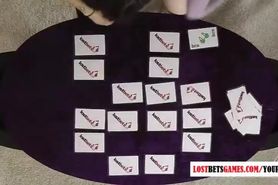 3 Cute girls play a memory game, loser strips