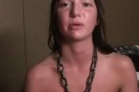 Chained and hooded girl fucked