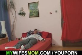 Wife leaves and she fucks her tied up son-in-law