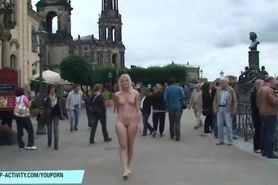 Blonde Sandra Shows Her Naked Nice Body In Streets