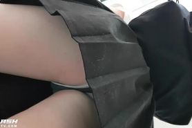 Young schoolgirl touches her sexy panties upskirt