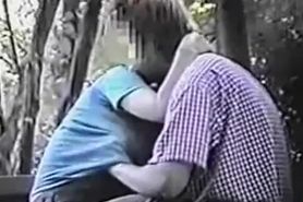 Naughty young couple caught on outdoor voyeur