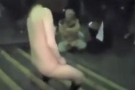 Japanese doll masturbates in public for a crowd