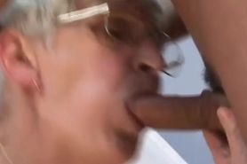 White Haired Granny Takes Latino Dick And Facial