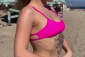 Total Blonde Girl Anna Claire Clouds Beach Sex With Pink Bikini And A Wonderful Big Ass