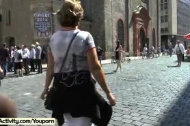 Hot chick tina shows her tits on public streets