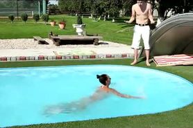 Petite Teen Brunette Fucks Her Swimming Instructor By The Pool