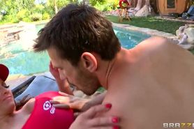 HOT brunette lifeguard with huge-tits Eva Notty fucks by the pool