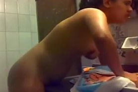 Teen uses bathroom balcony to masturbate