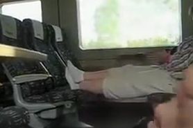Stroking my cock and cumming on the train