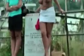 Public flashing and pussy eating with German lesbian mommies