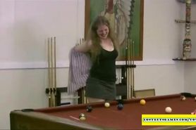 Amateur girls playing strip pool