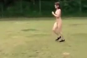 Naked Japanese lasses play some soccer in the nude