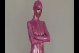 Slimgirl posing in tight shiny spandex