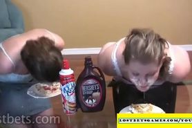 Eating cream from a hot chick