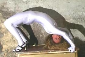 Showing pussy under white spandex