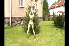 Crazy naked golden statue