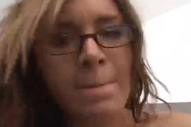 Cute amateur gets cum all over her glasses
