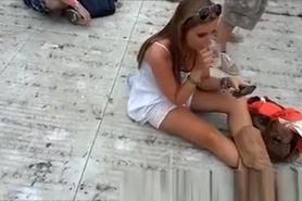 Tit slip on the street