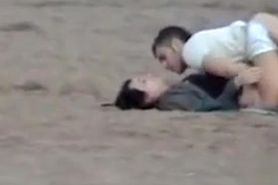 German couple makes love on the deserted beach