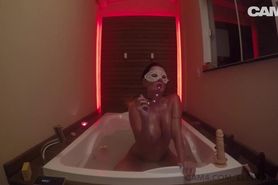 Masked Girl Elektra_Sexy Fucks Herself In The Bathtub