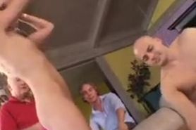 Husband watches blonde wife fuck another guy