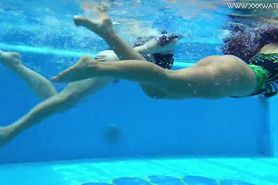 Hot Spanish and Russian teen in the pool naked