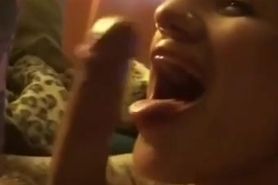 Persian chick deepthroat while smoking