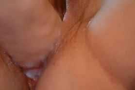 Amateur wife fucks herself with a large dildo