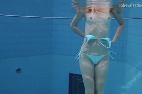 Small tits skinny teen Clara underwater