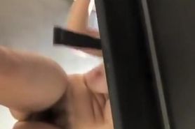 Hairy pussy woman with big boobs spied