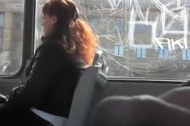 Dude plays with dick in bus