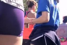 Sexy ass chick in tight short spandex shorts