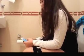 Long hair teen spied in bathroom pissing