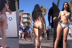 Big Ass Latina Bikini Cameltoe Shaved Pussy Beach Voyeur HD