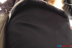 Real upskirt pantyhose clip filmed in the public bus