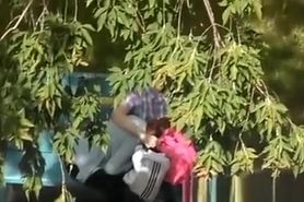 Girl blowjob in a public park.