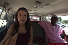 Cute Brunette Andrea Earns Extra Cash in our Van