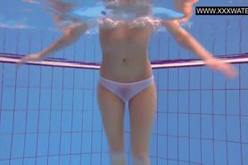 Ginger small boobs teen swimming