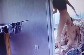 Young couple having sex in the bedroom (Spycam)