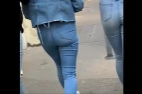 Cute girl with Tight Jean on street