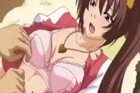 Anime girl enjoying breasts massage