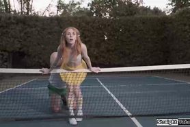 Squirting redhead girl gets fucked hard by her tennis coach